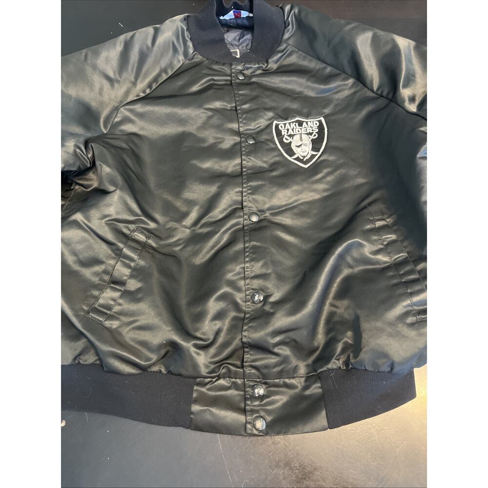 Vintage Westark Made In USA Oakland Raiders Bomber Jacket Satin Size XL